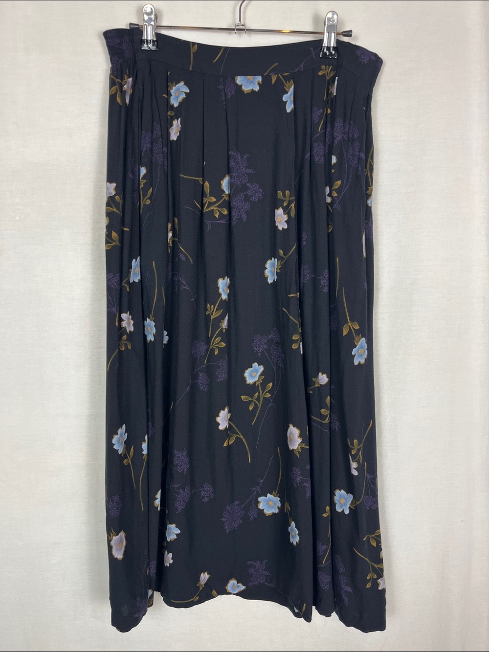 90s Radcliffe Sag Harbor Black Floral Whimsigoth Midi Skirt